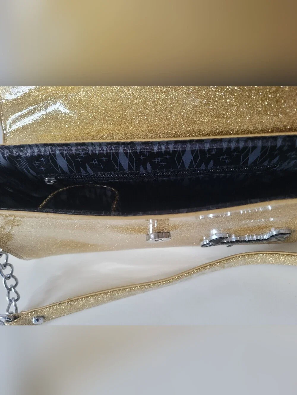 Sourpuss Gold Glitter Party Clutch, VGUC